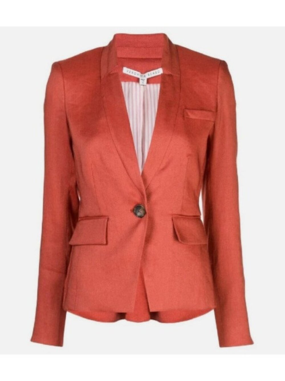 Veronica Beard Orange Linen Blend Miles Dickey Jacket Blazer, Size 4